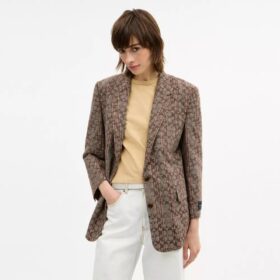 Blazer de un solo botonadura con estampado de cuadros «Signature C»
