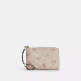 Bolsa de pulsera con cremallera en la esquina, en Signature Canvas con estampado floral