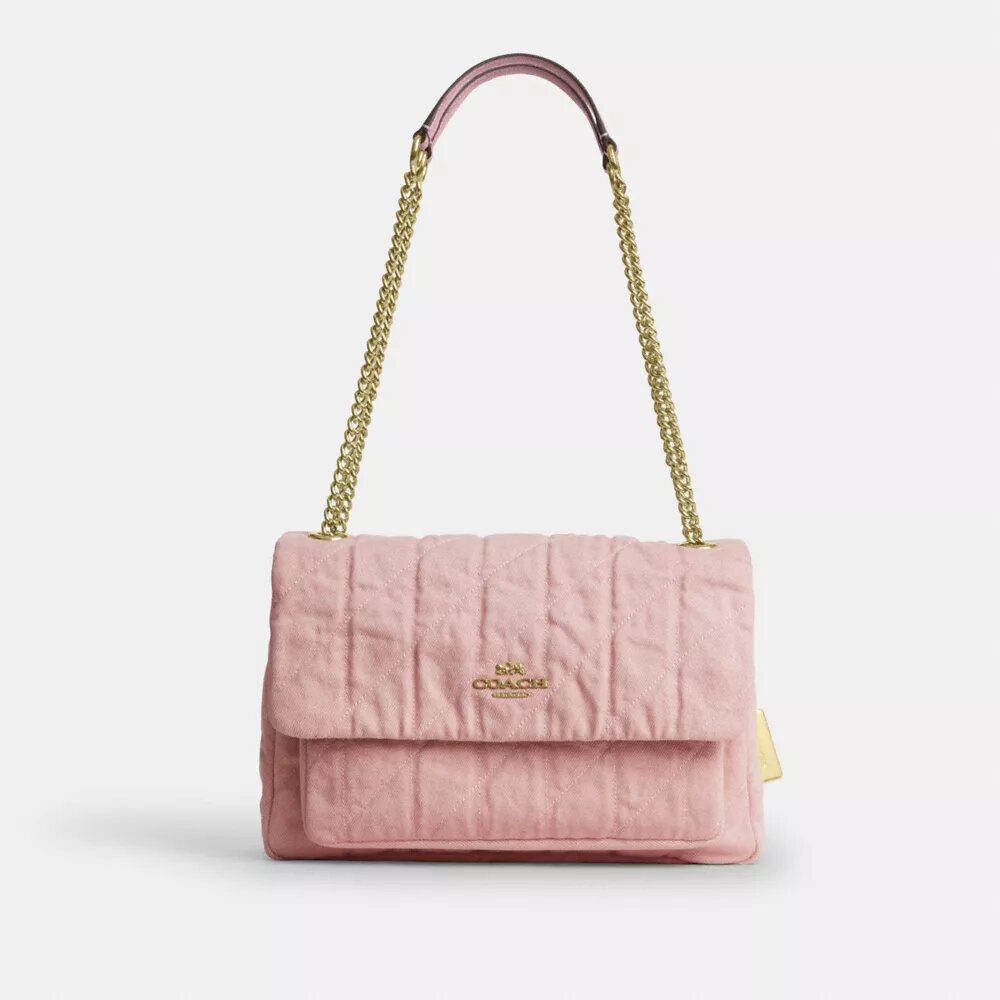 Bolso bandolera Elodie en denim desgastado con acolchado