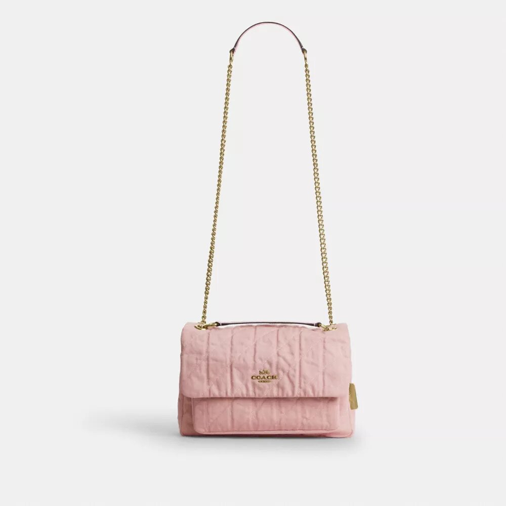 Bolso bandolera Elodie en denim desgastado con acolchado