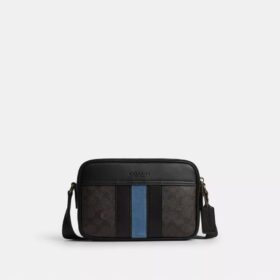 Bolso bandolera Graham en Signature Canvas con rayas «Varsity»
