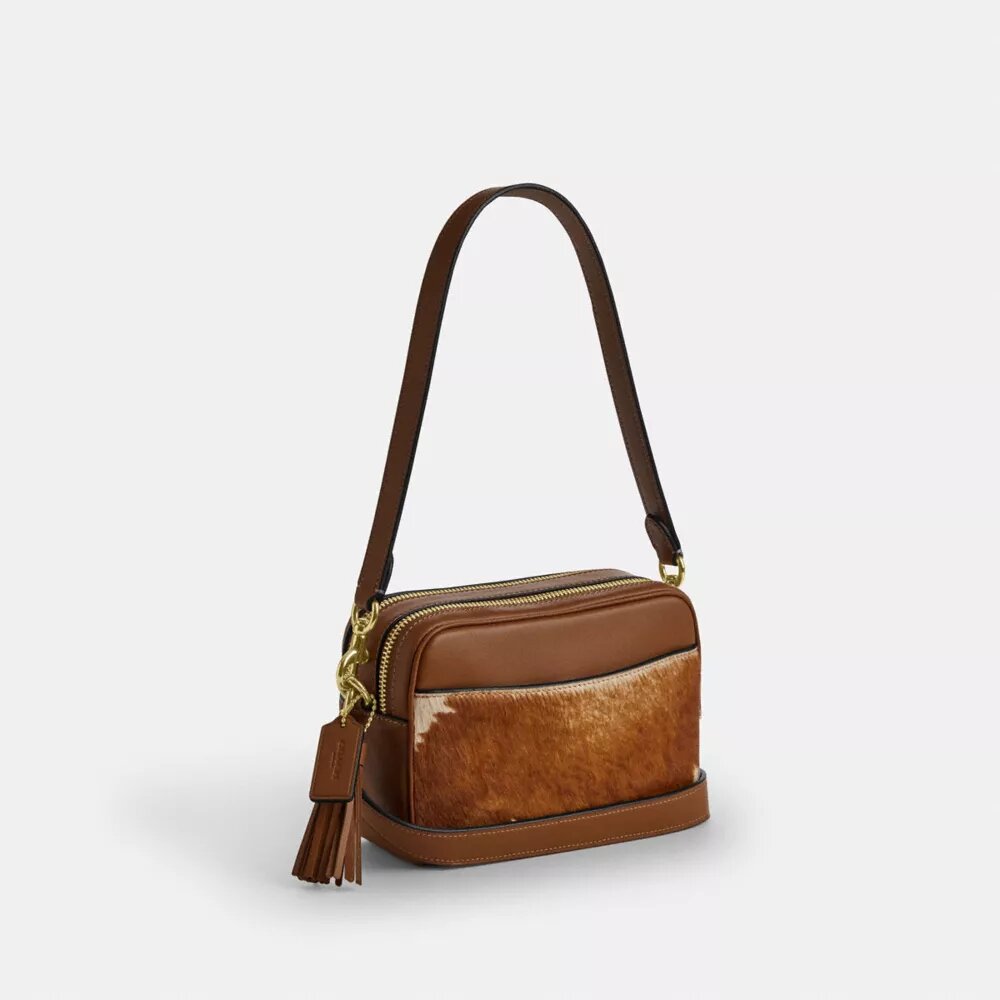 Bolso bandolera Mini Carey de piel de ternero con estampado de vaca