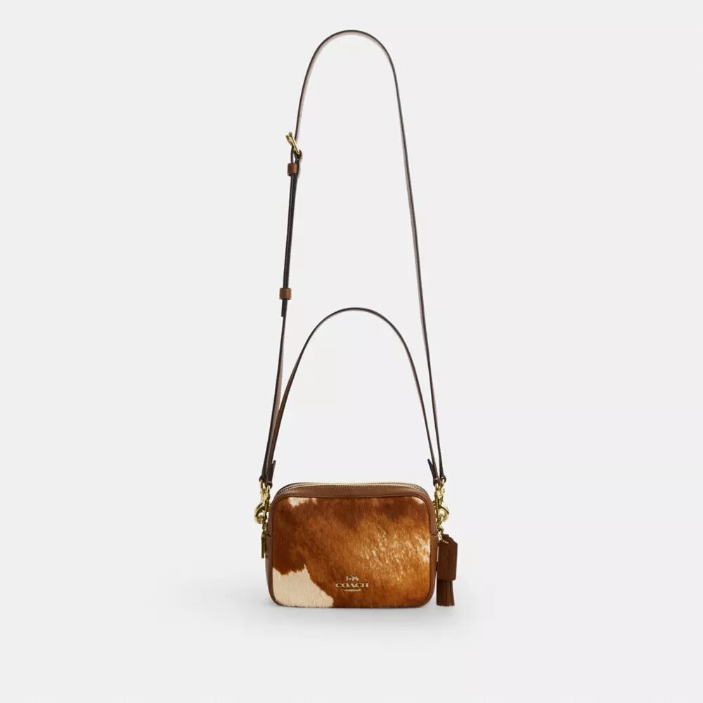 Bolso bandolera Mini Carey de piel de ternero con estampado de vaca