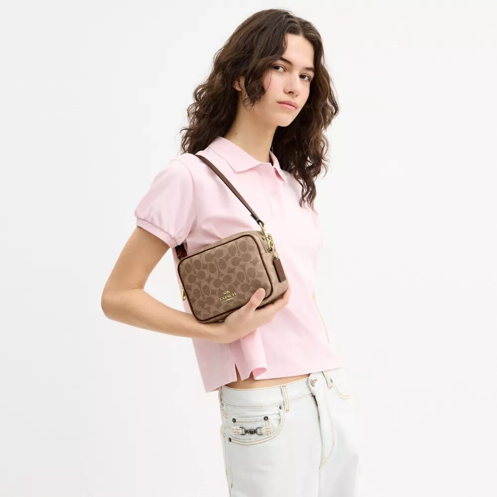 Bolso bandolera Mini Carey en Signature Canvas