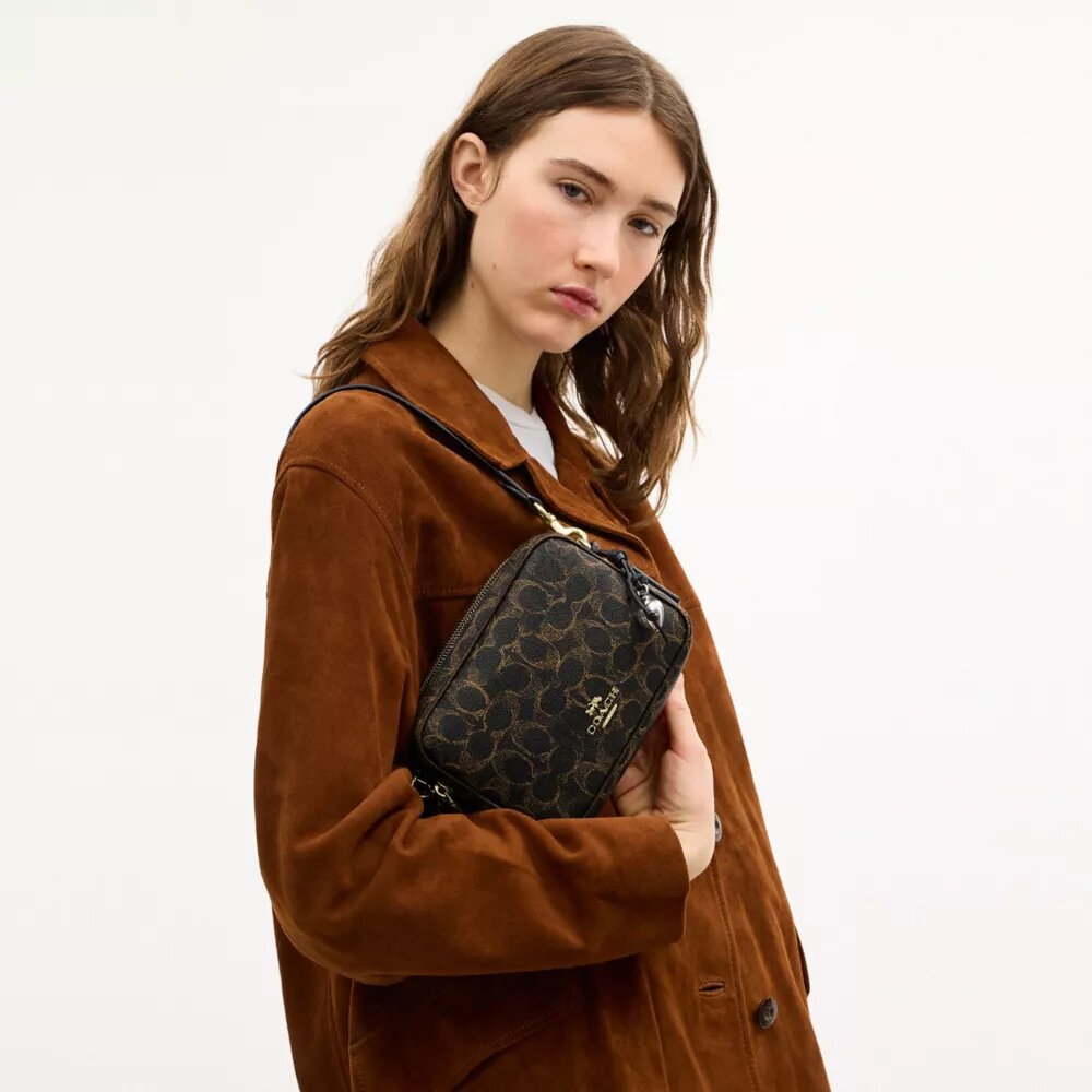 Bolso bandolera Mini Carey en Signature Canvas