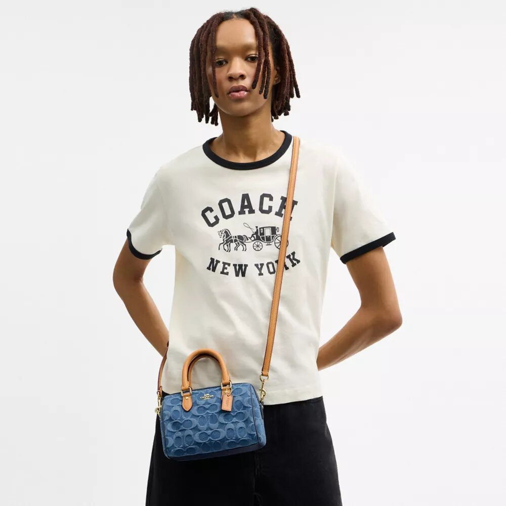 Bolso bandolera Mini Rowan en denim característico