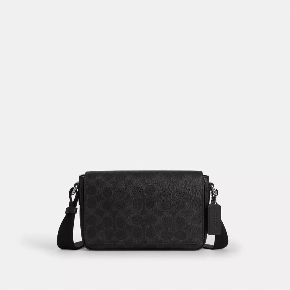 Bolso bandolera pequeño con solapa «Jack» en Signature Canvas