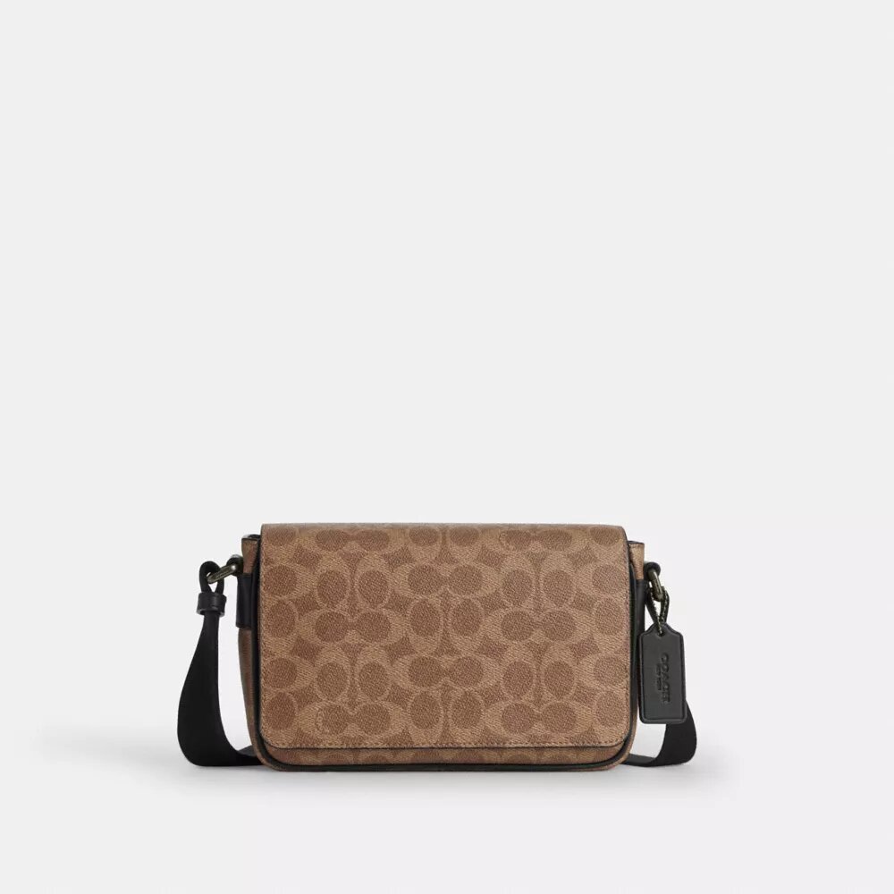 Bolso bandolera pequeño con solapa «Jack» en Signature Canvas