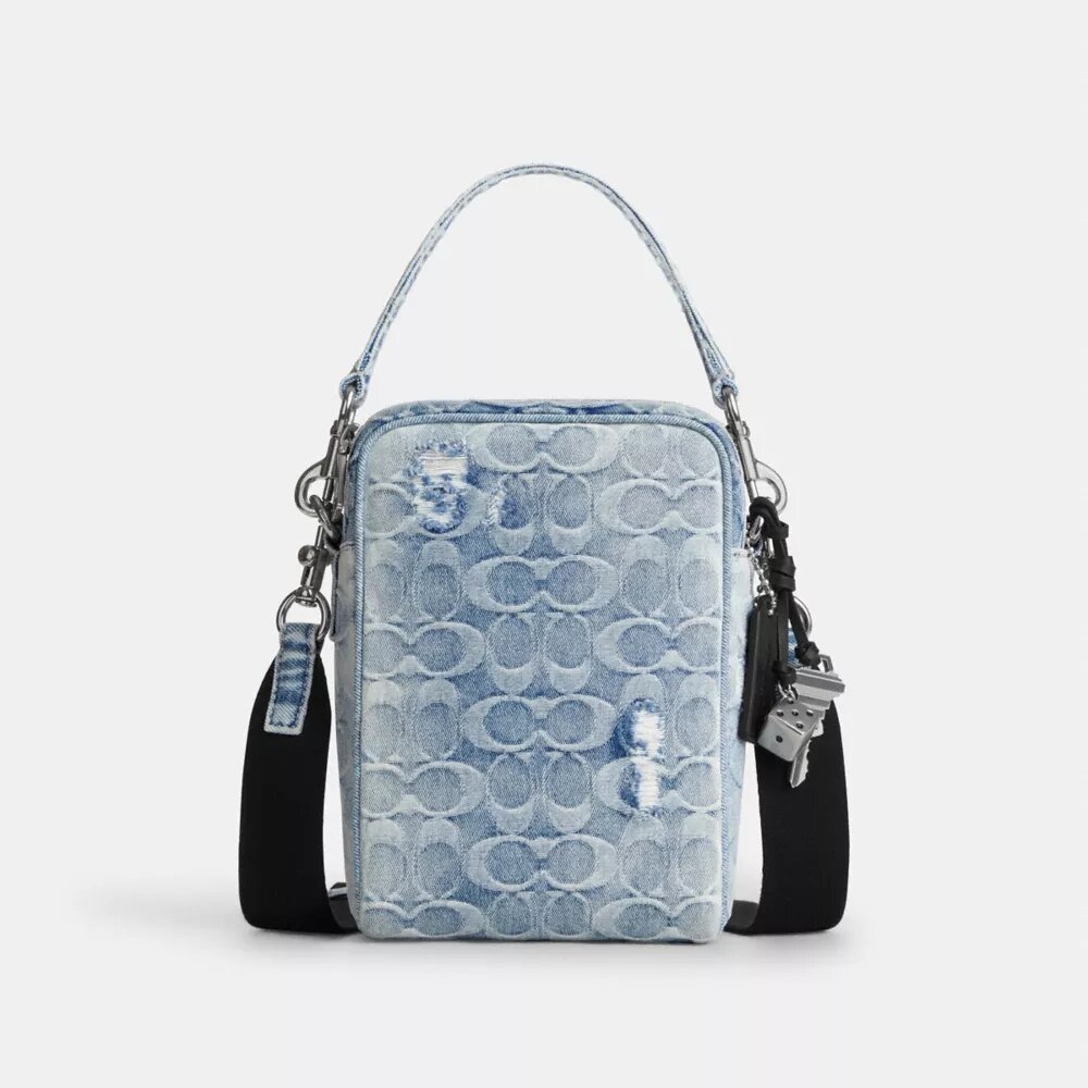 Bolso bandolera Tristan 14 en denim «Loved Signature» con Charms