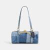 Bolso cilíndrico con cierre Kisslock de 28 en denim reciclado