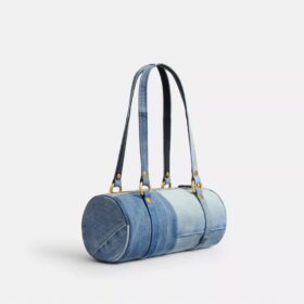 Bolso cilíndrico con cierre Kisslock de 28 en denim reciclado