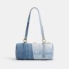 Bolso cilíndrico con cierre Kisslock de 28 en denim reciclado