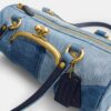 Bolso cilíndrico con cierre Kisslock de 28 en denim reciclado