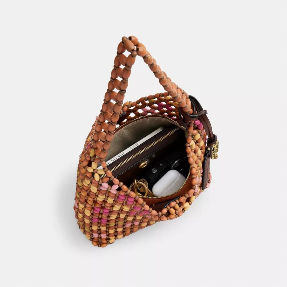 Bolso de hombro Brooklyn 28 con adornos de madera