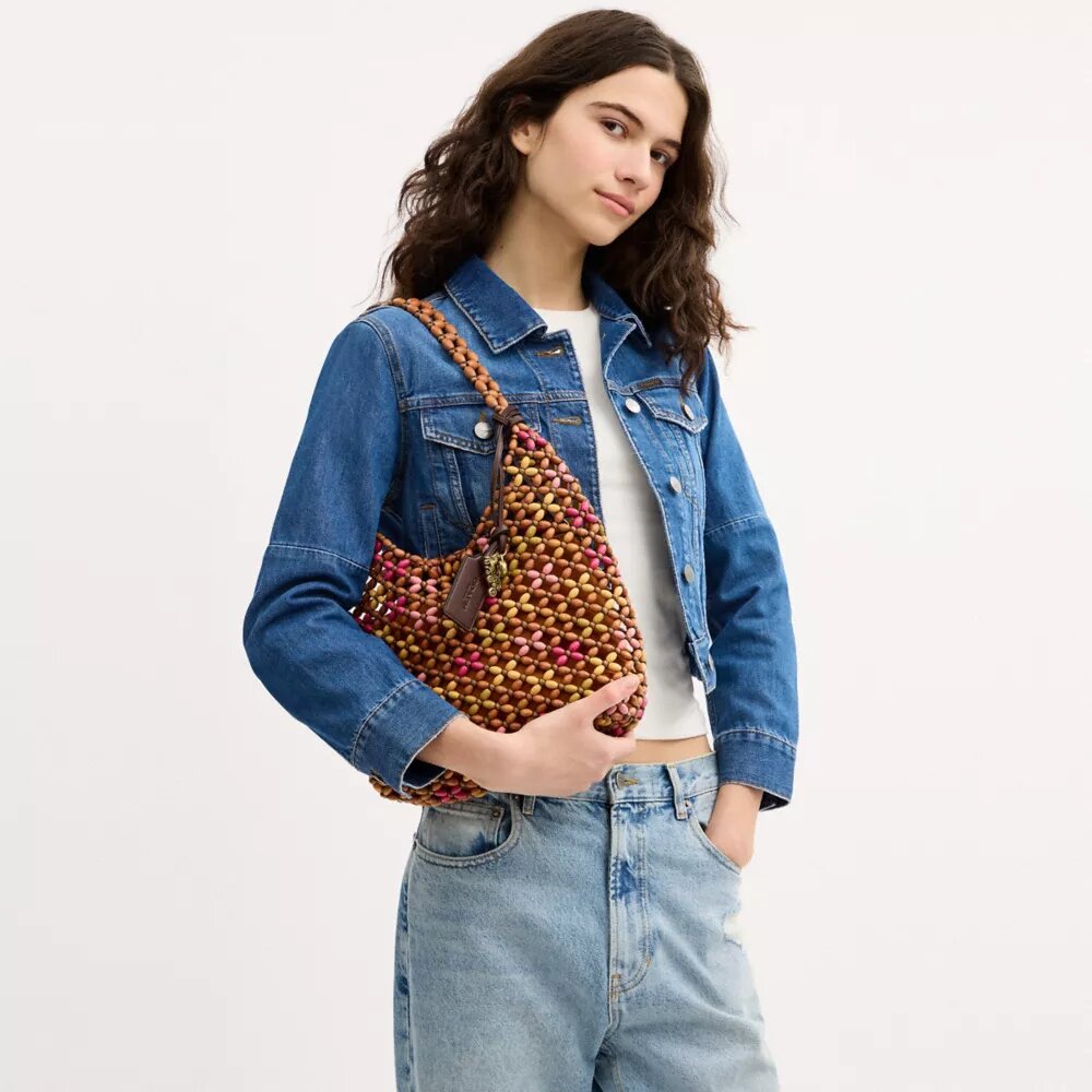 Bolso de hombro Brooklyn 28 con adornos de madera