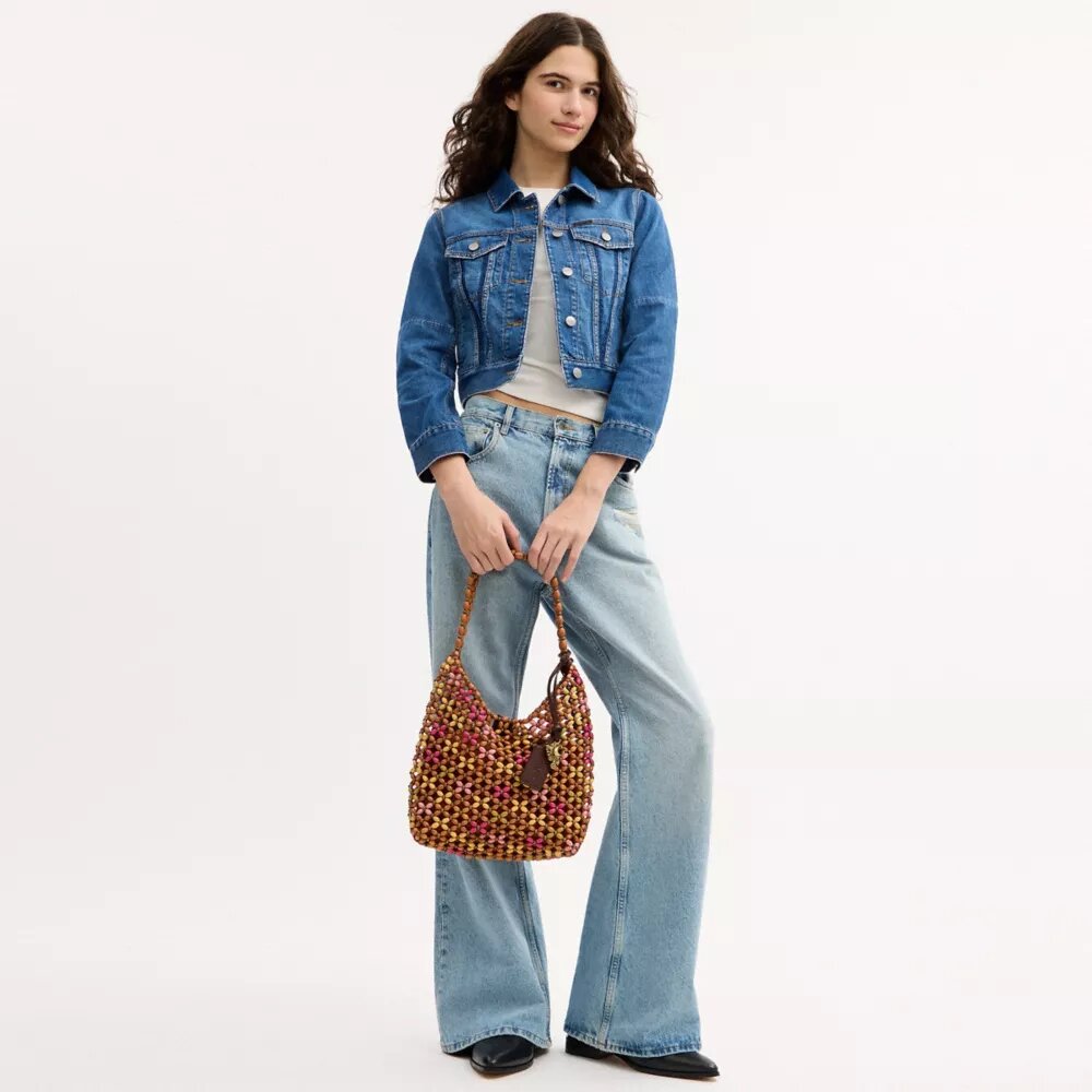 Bolso de hombro Brooklyn 28 con adornos de madera