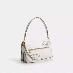 Bolso de hombro con lengüeta de cadena y estampado «Sketch»