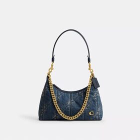 Bolso de hombro Juliet 25 en denim de algodón regenerativo con acolchado