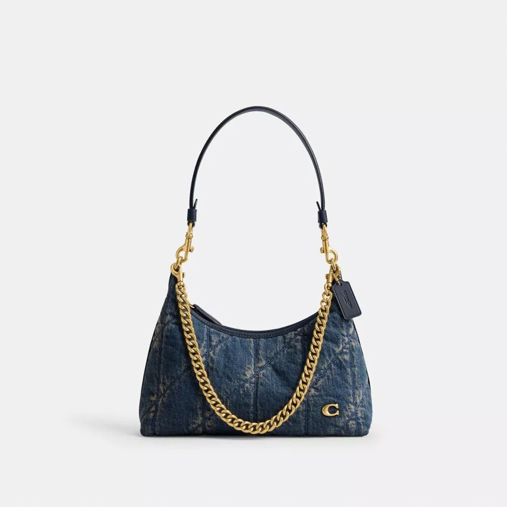 Bolso de hombro Juliet 25 en denim de algodón regenerativo con acolchado