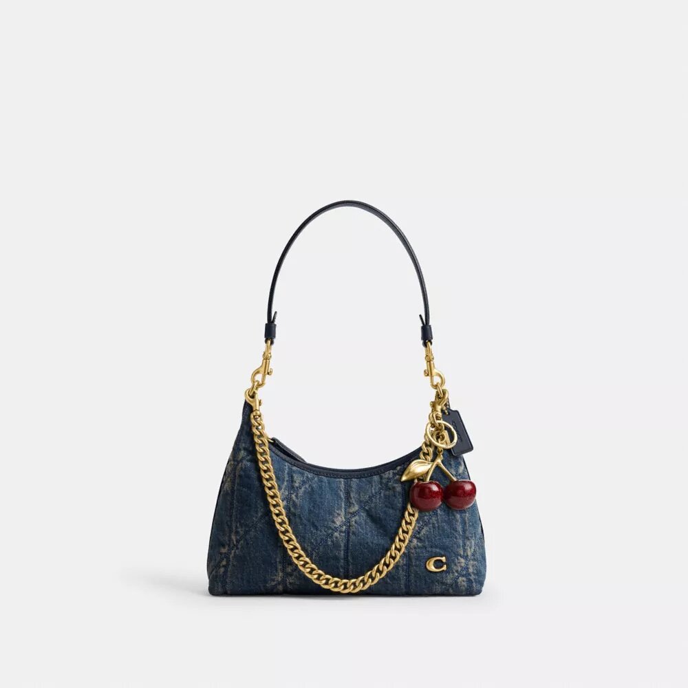 Bolso de hombro Juliet 25 en denim de algodón regenerativo con acolchado