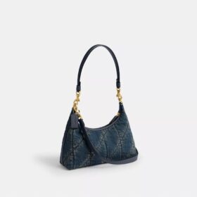 Bolso de hombro Juliet 25 en denim de algodón regenerativo con acolchado