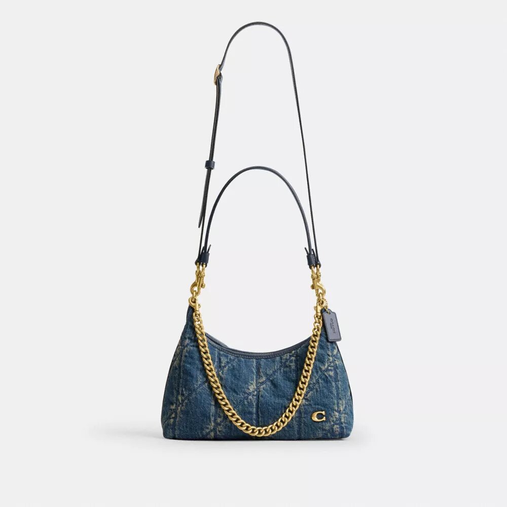 Bolso de hombro Juliet 25 en denim de algodón regenerativo con acolchado