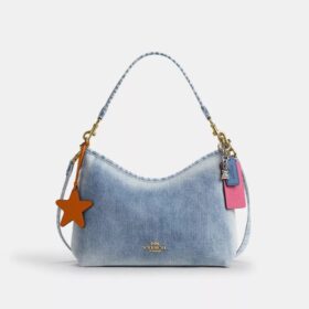 Bolso de hombro Laurel en denim desgastado con Charms