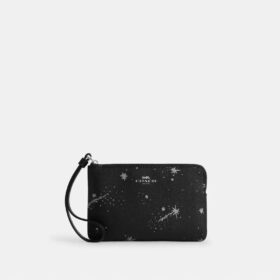 Bolso de pulsera con cremallera en la esquina y estampado de estrellas