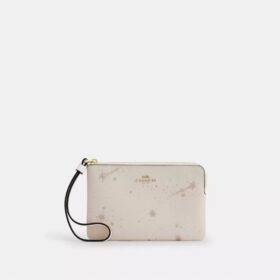 Bolso de pulsera con cremallera en la esquina y estampado de estrellas