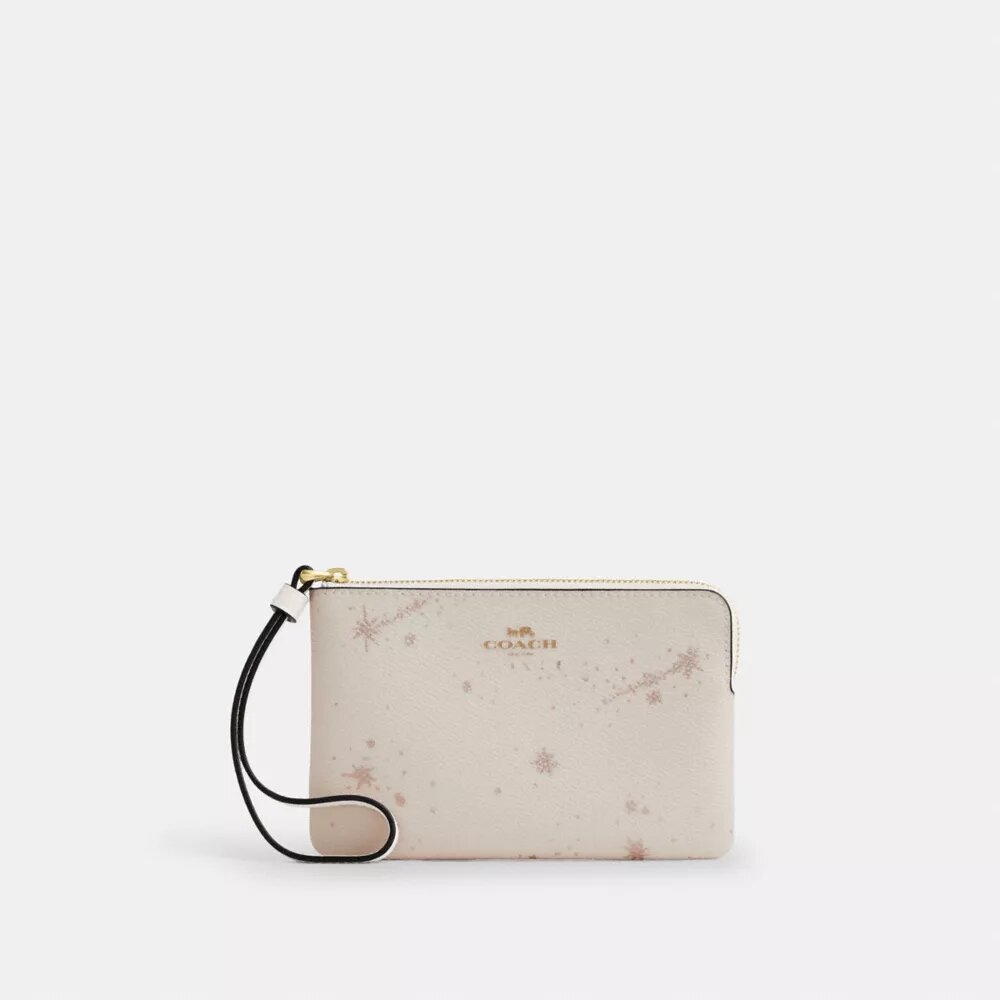 Bolso de pulsera con cremallera en la esquina y estampado de estrellas