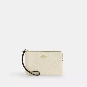 Bolso de pulsera con cremallera en las esquinas de piel exclusiva