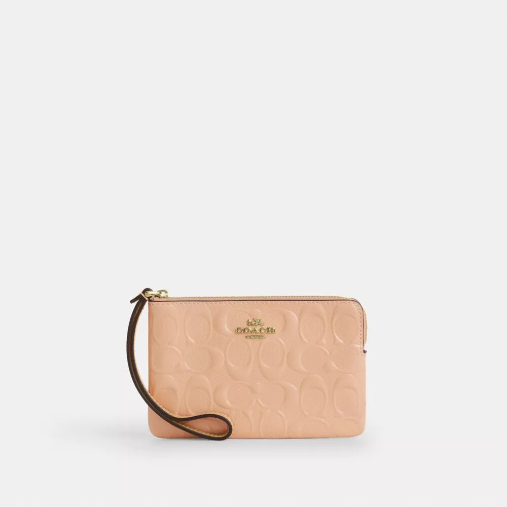Bolso de pulsera con cremallera en las esquinas de piel exclusiva