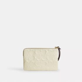 Bolso de pulsera con cremallera en las esquinas de piel exclusiva