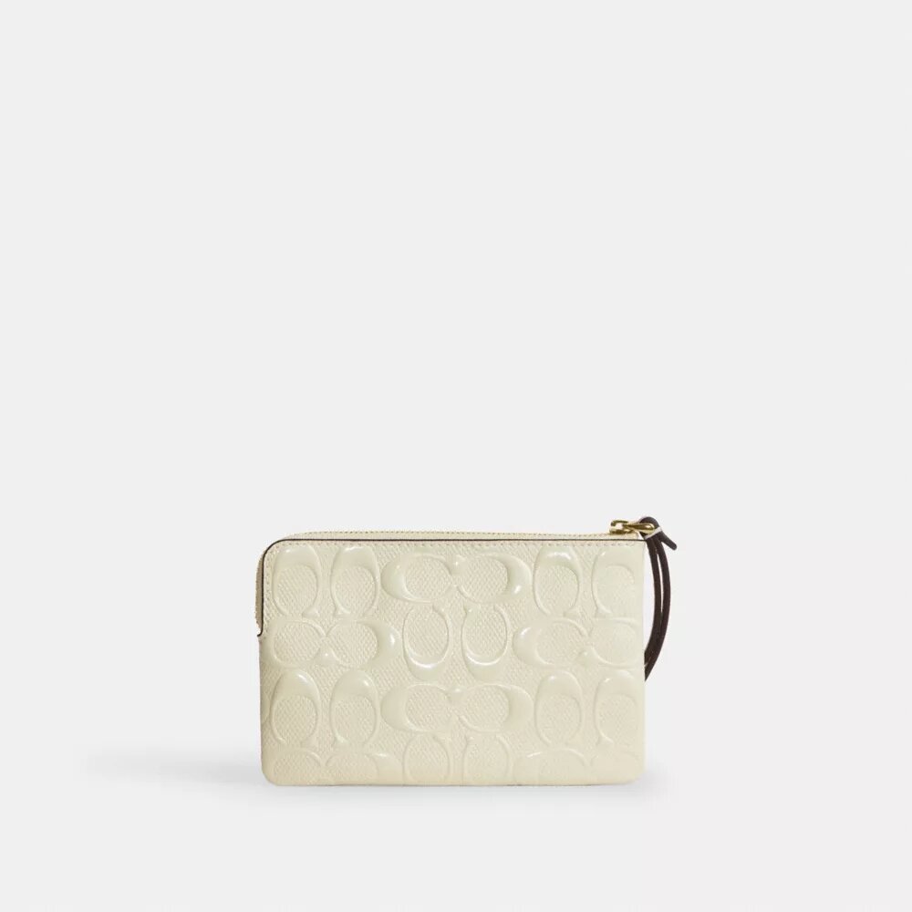Bolso de pulsera con cremallera en las esquinas de piel exclusiva