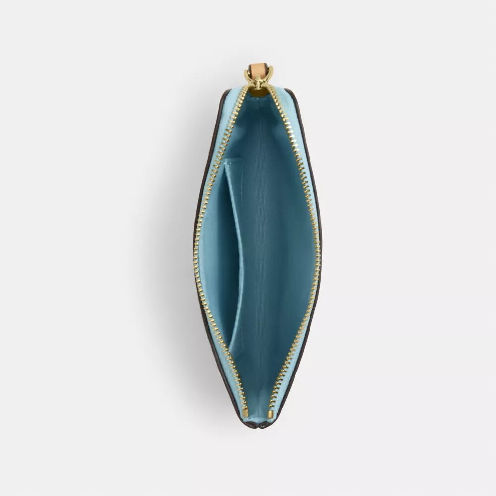 Bolso de pulsera con cremallera en las esquinas de piel exclusiva