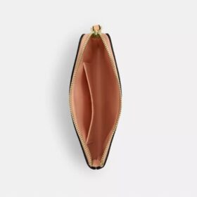 Bolso de pulsera con cremallera en las esquinas de piel exclusiva