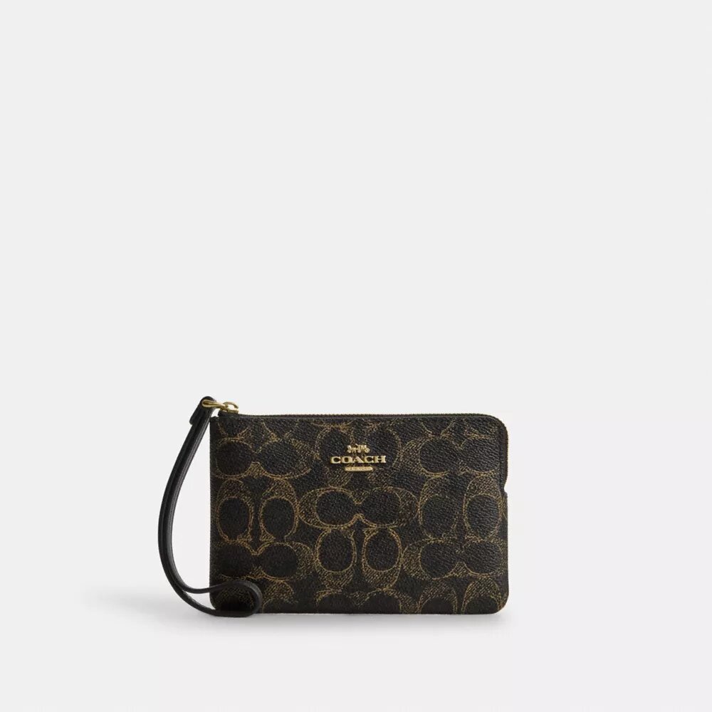 Bolso de pulsera con cremallera en las esquinas, en Signature Canvas