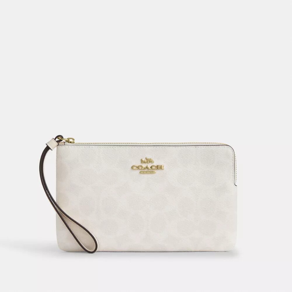 Bolso de pulsera grande con cremallera en esquina de Signature Canvas