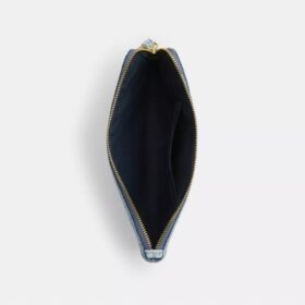 Bolso de pulsera grande con cremallera en esquina en denim desgastado