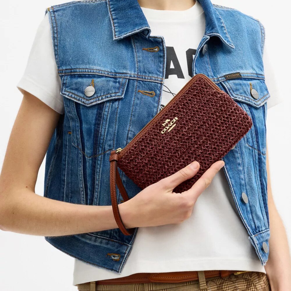 Bolso de pulsera grande con cremallera en la esquina