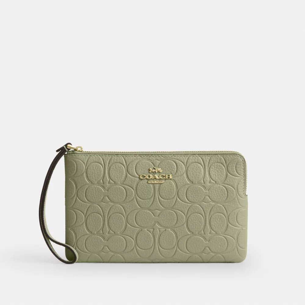 Bolso de pulsera grande con cremallera en la esquina, en piel exclusiva