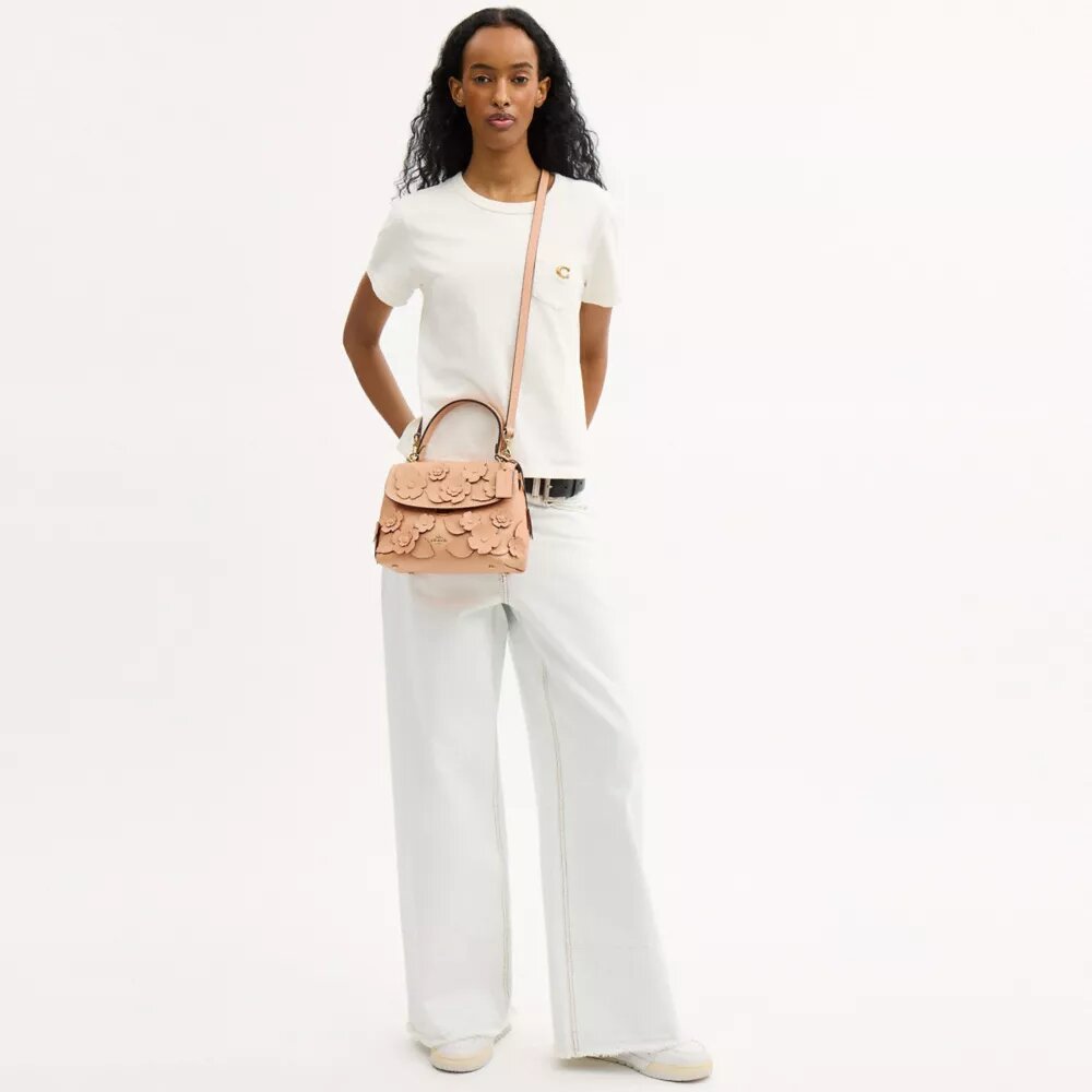 Bolso Emory con asa superior y apliques florales