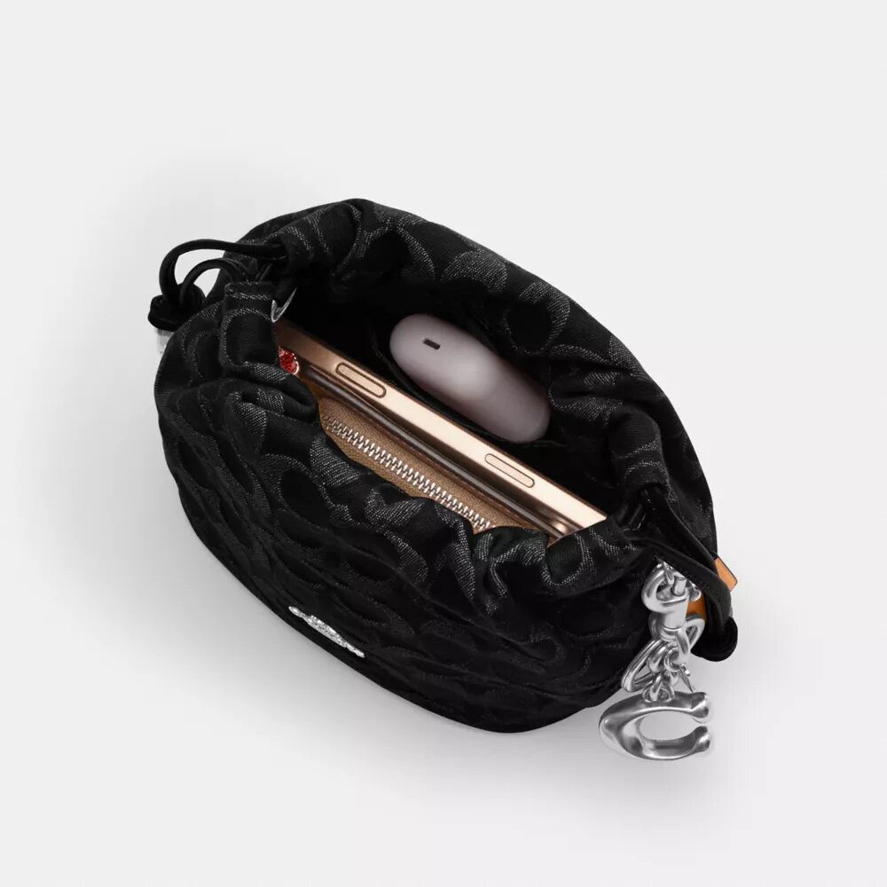 Bolso Faye Mini con cordón en denim exclusivo