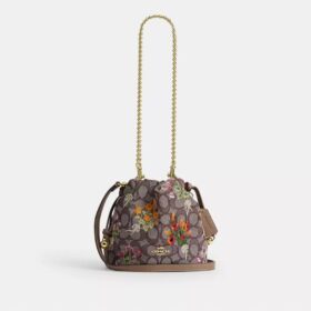 Bolso Faye Mini con cordón en jacquard exclusivo y bordado floral