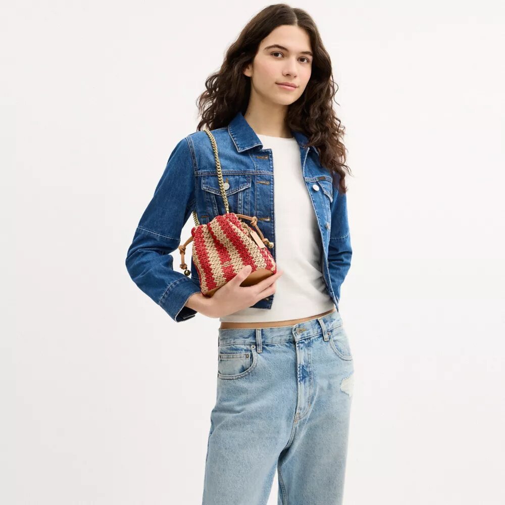 Bolso Faye Mini con cordón y rayas