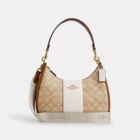 Bolso hobo Teri en Signature Canvas con rayas