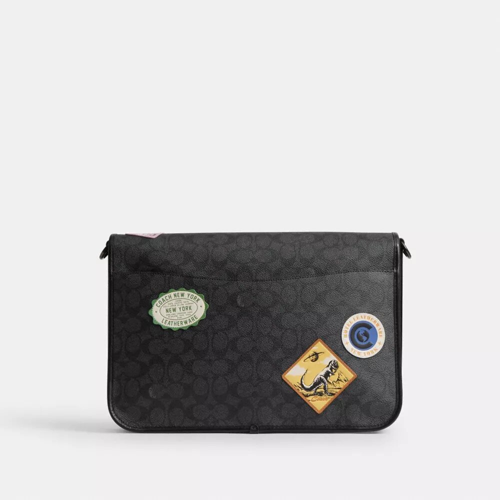 Bolso mensajero Hitch en Signature Canvas con parches