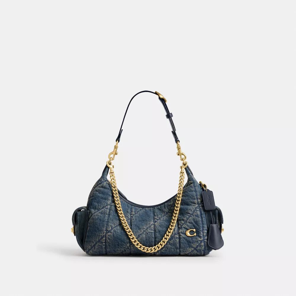 Bolso Pocket Juliet 30 en denim de algodón regenerativo con acolchado