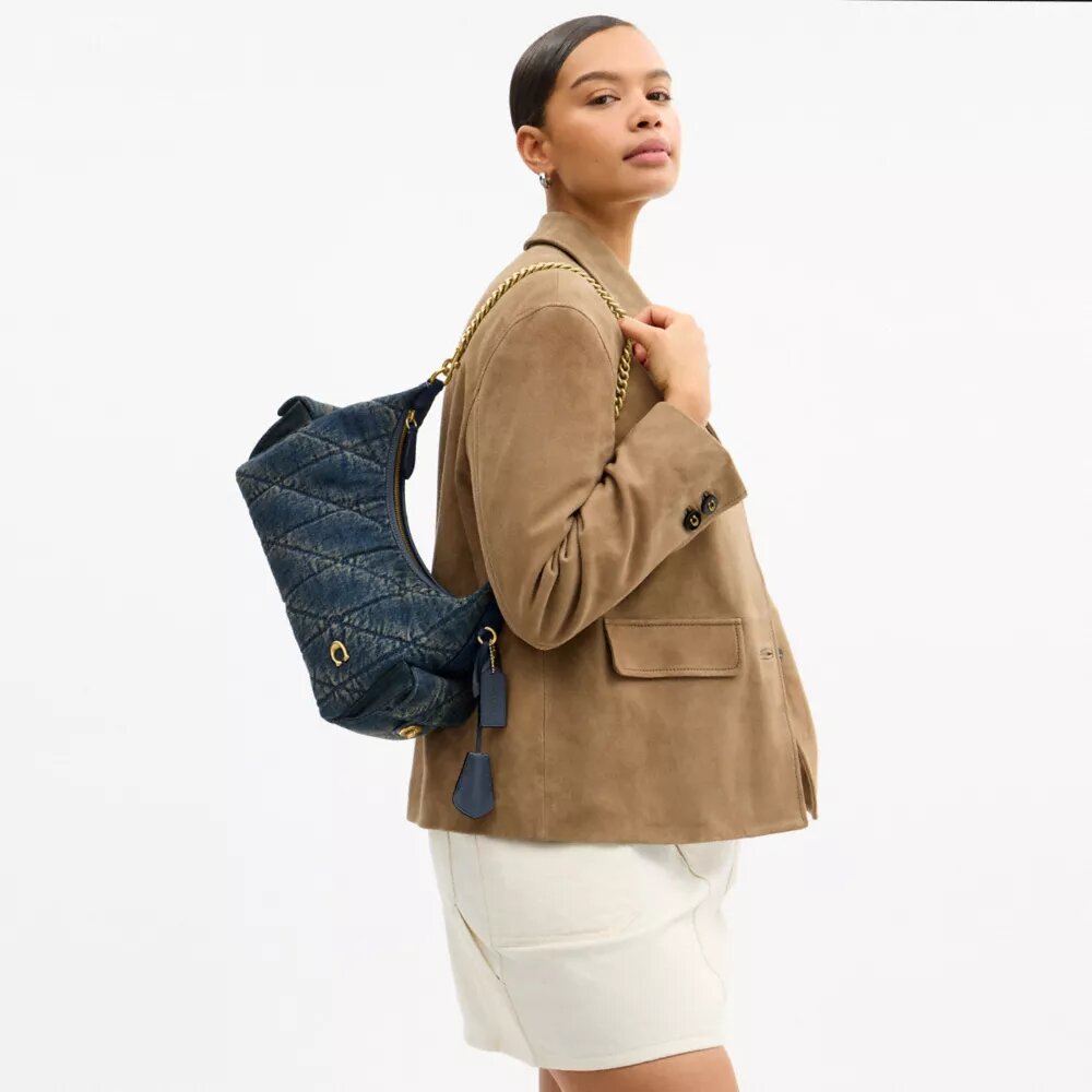 Bolso Pocket Juliet 30 en denim de algodón regenerativo con acolchado