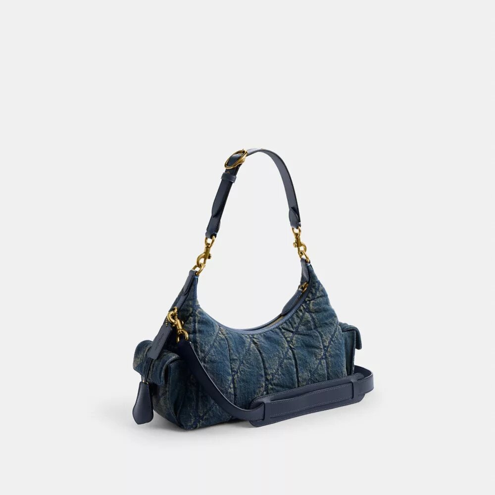 Bolso Pocket Juliet 30 en denim de algodón regenerativo con acolchado